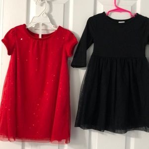 Two holiday dresses one red one black size 4